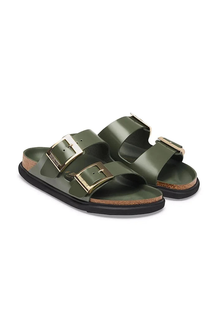 Birkenstock Kadın Deri Terlik Arizona Droplet Buckle Natural Leather Patent
