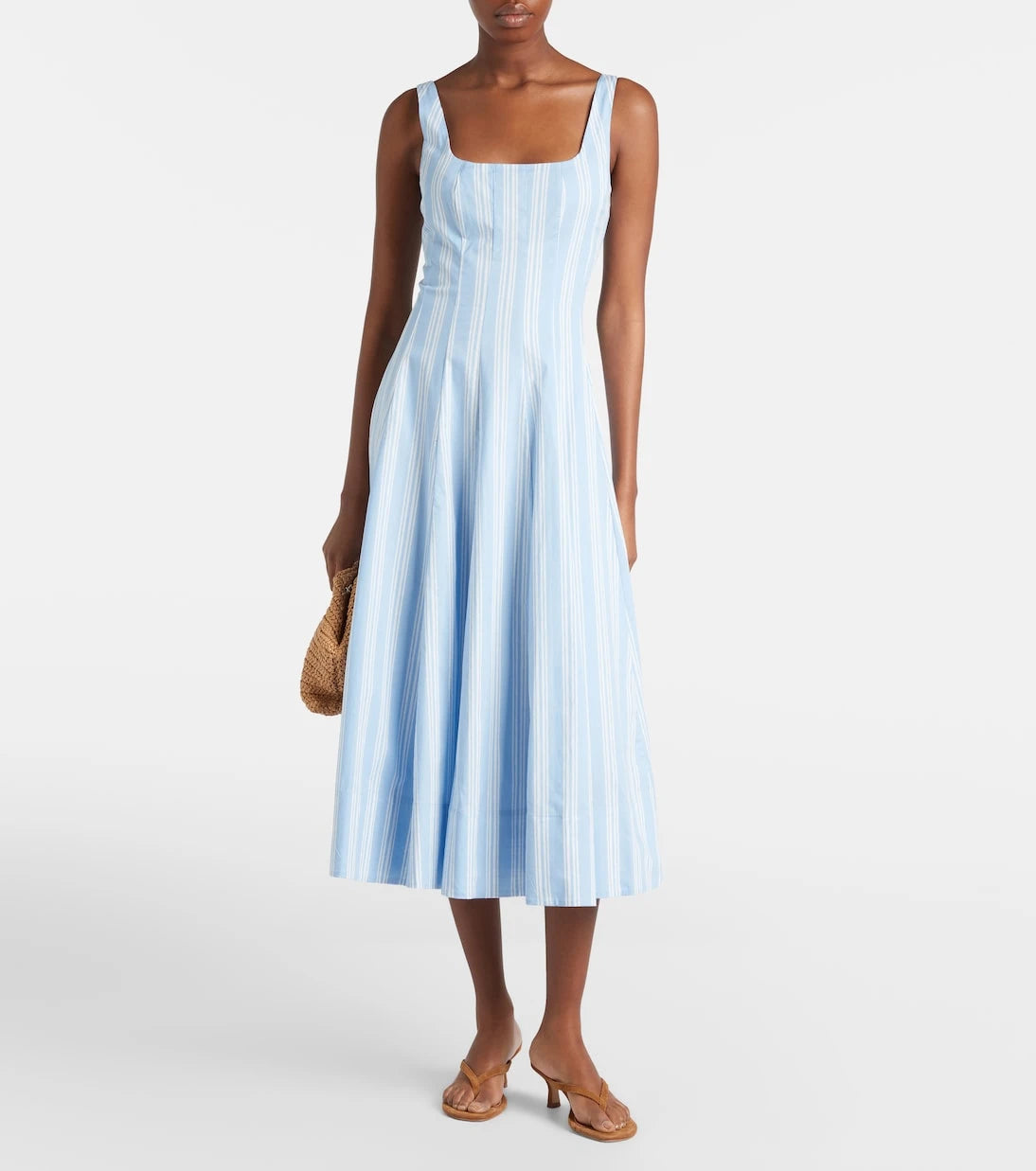 فستان ستود ويلز متوسط الطول مخطط من القطن