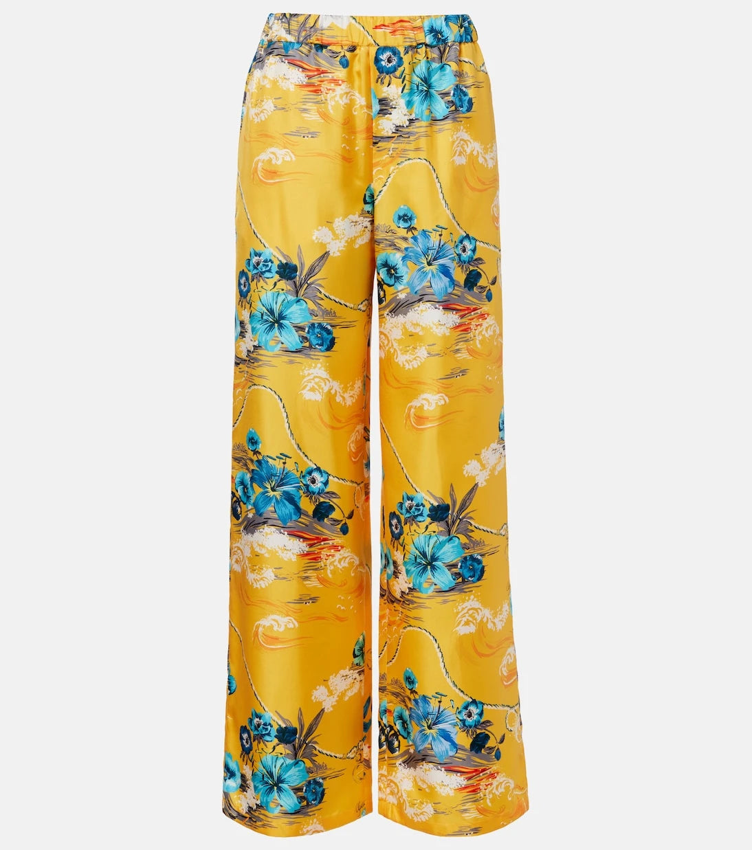 Gucci - Desenli ipek gabardin Palazzo pantolon