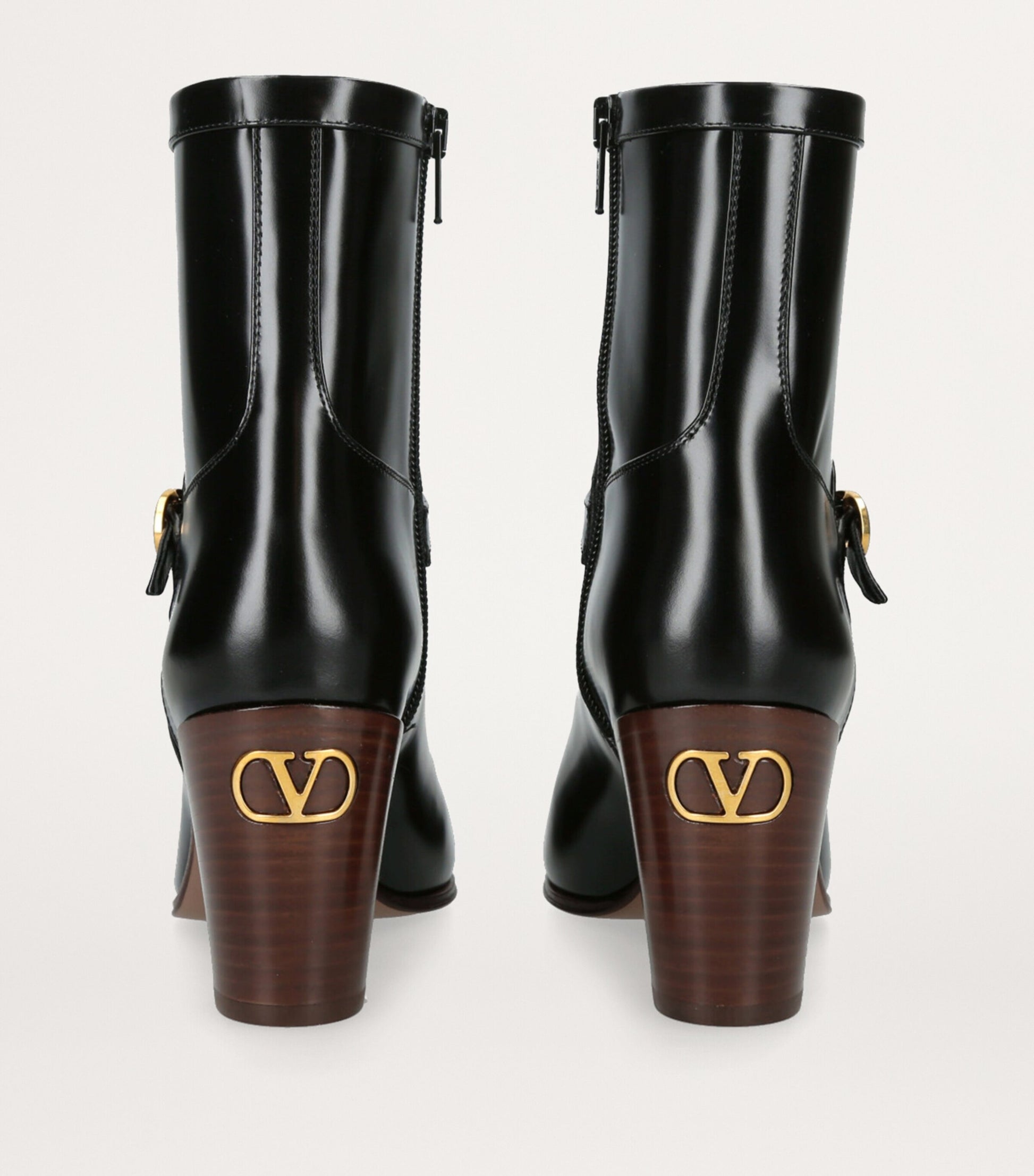 Valentino Garavani Black Leather Pattie Ankle Boots 75