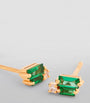 Yellow Gold, Diamond and Emerald Bold Burst Earrings