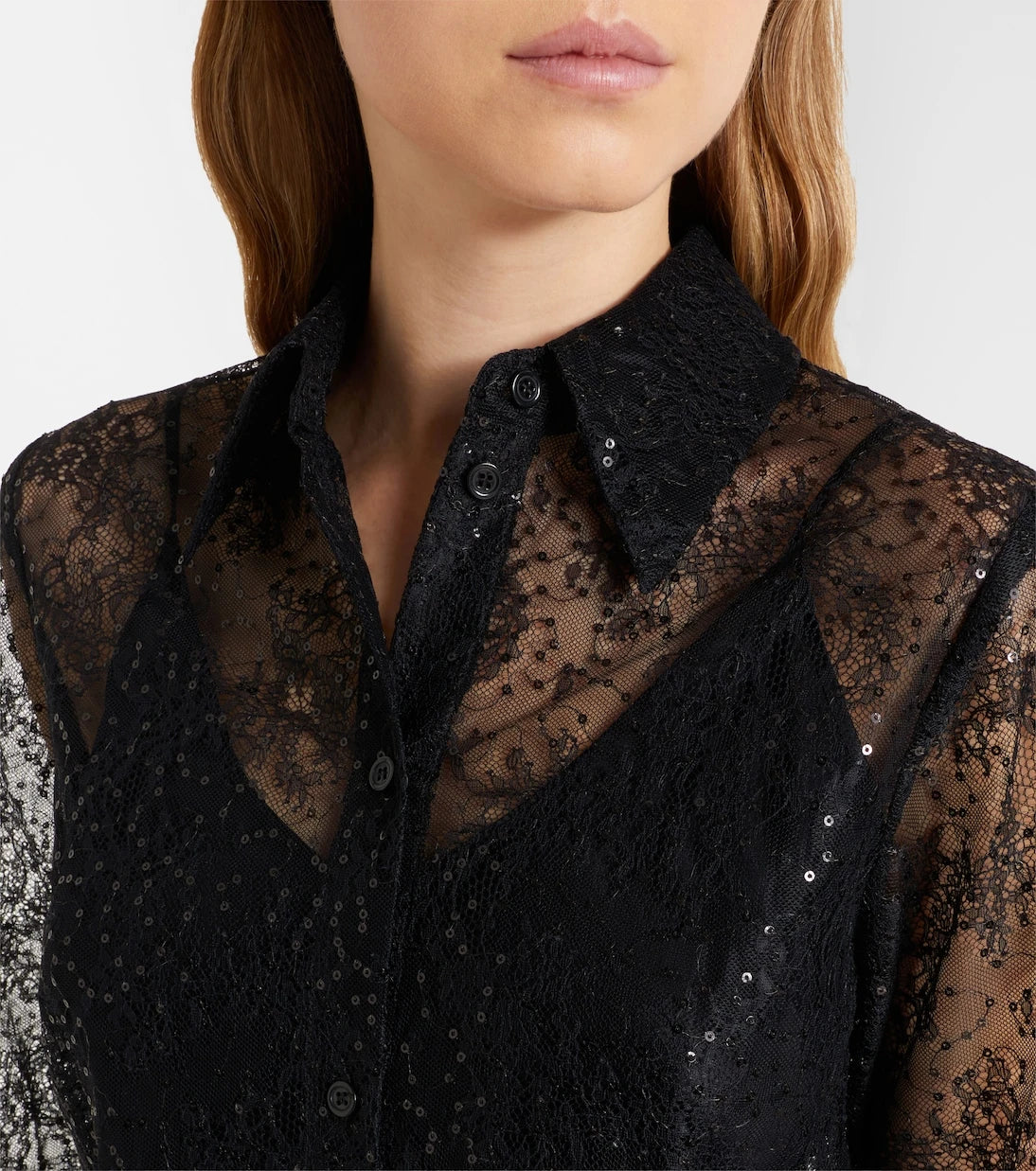 Nina Ricci - قميص دانتيل مطرز بالترتر