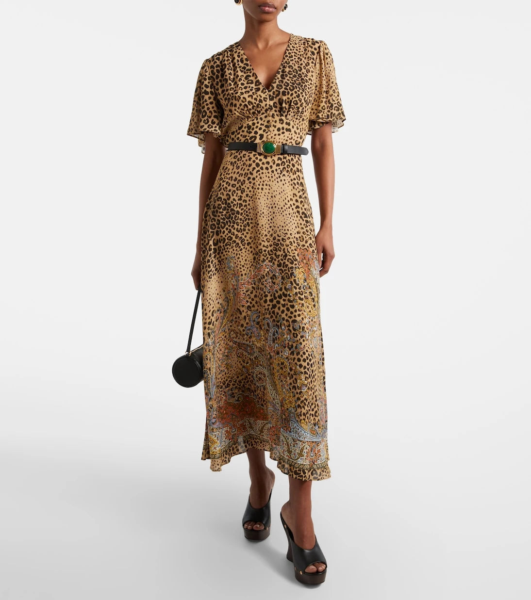 Etro - Paisley leopard-print midi dress