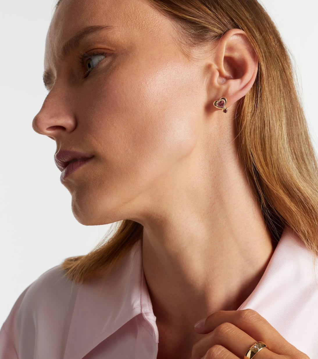 Roxanne First - 14kt gold single earring with tourmaline and garnet