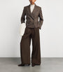 Wool Straight-Leg Trousers DARK BROWN