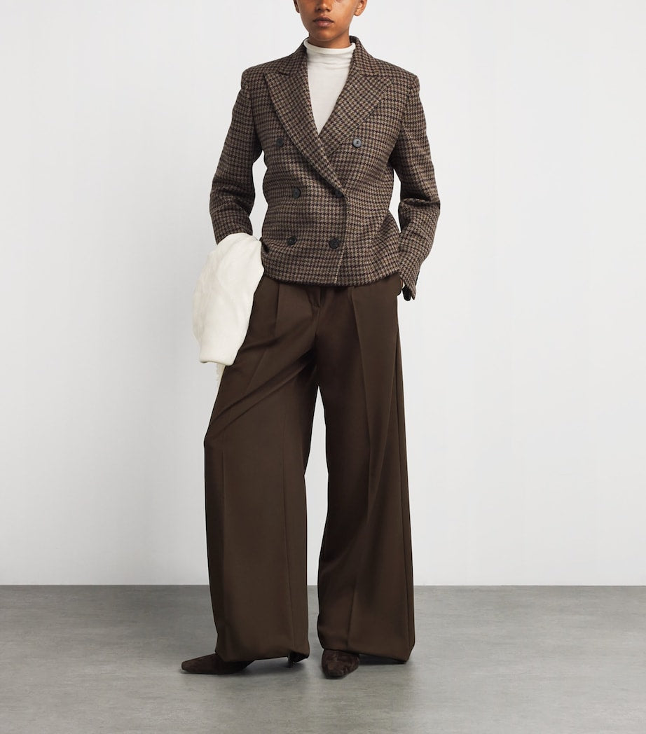 Wool Straight-Leg Trousers DARK BROWN
