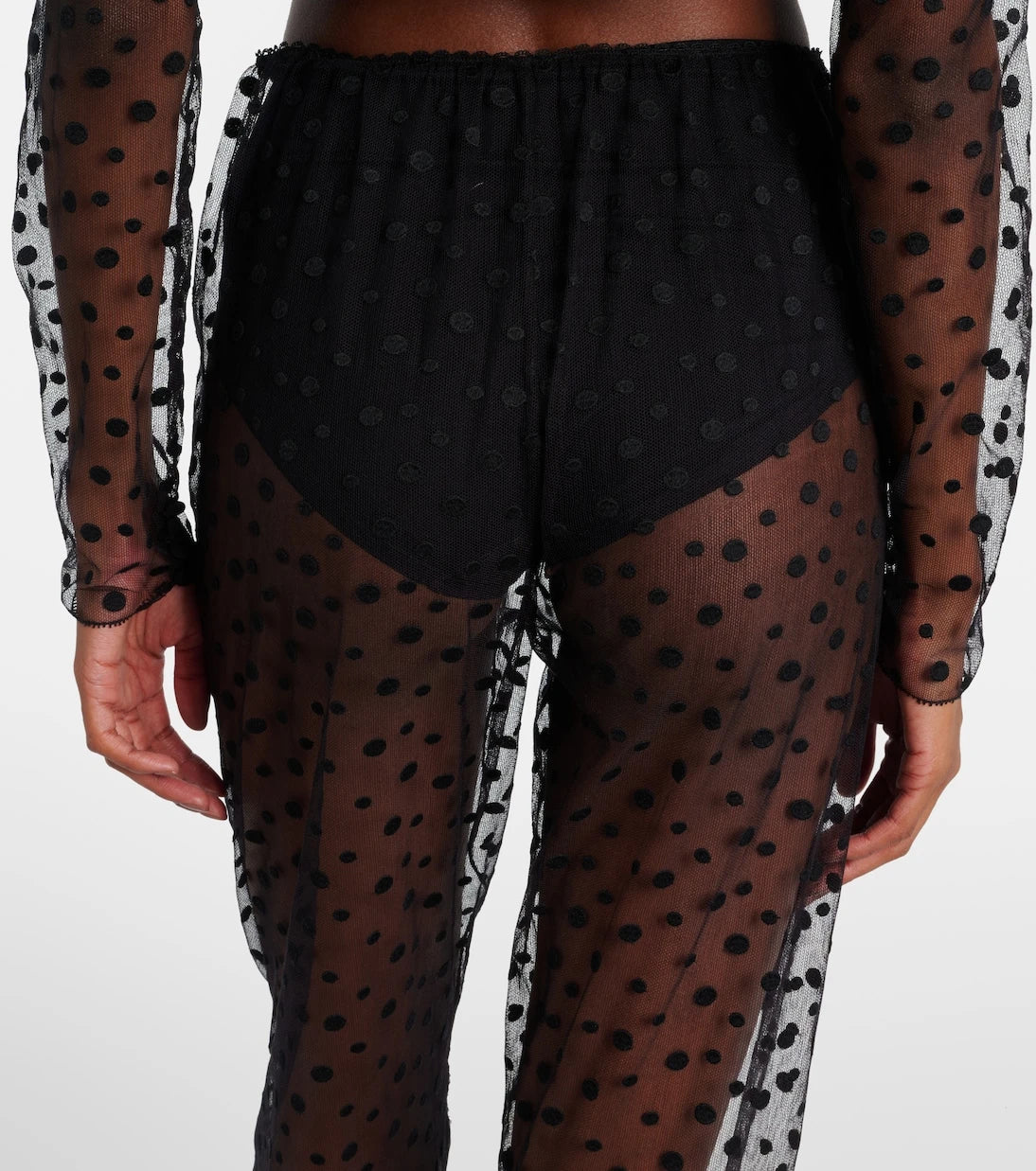 Chloé - Polka-dot cotton-blend tulle straight pants