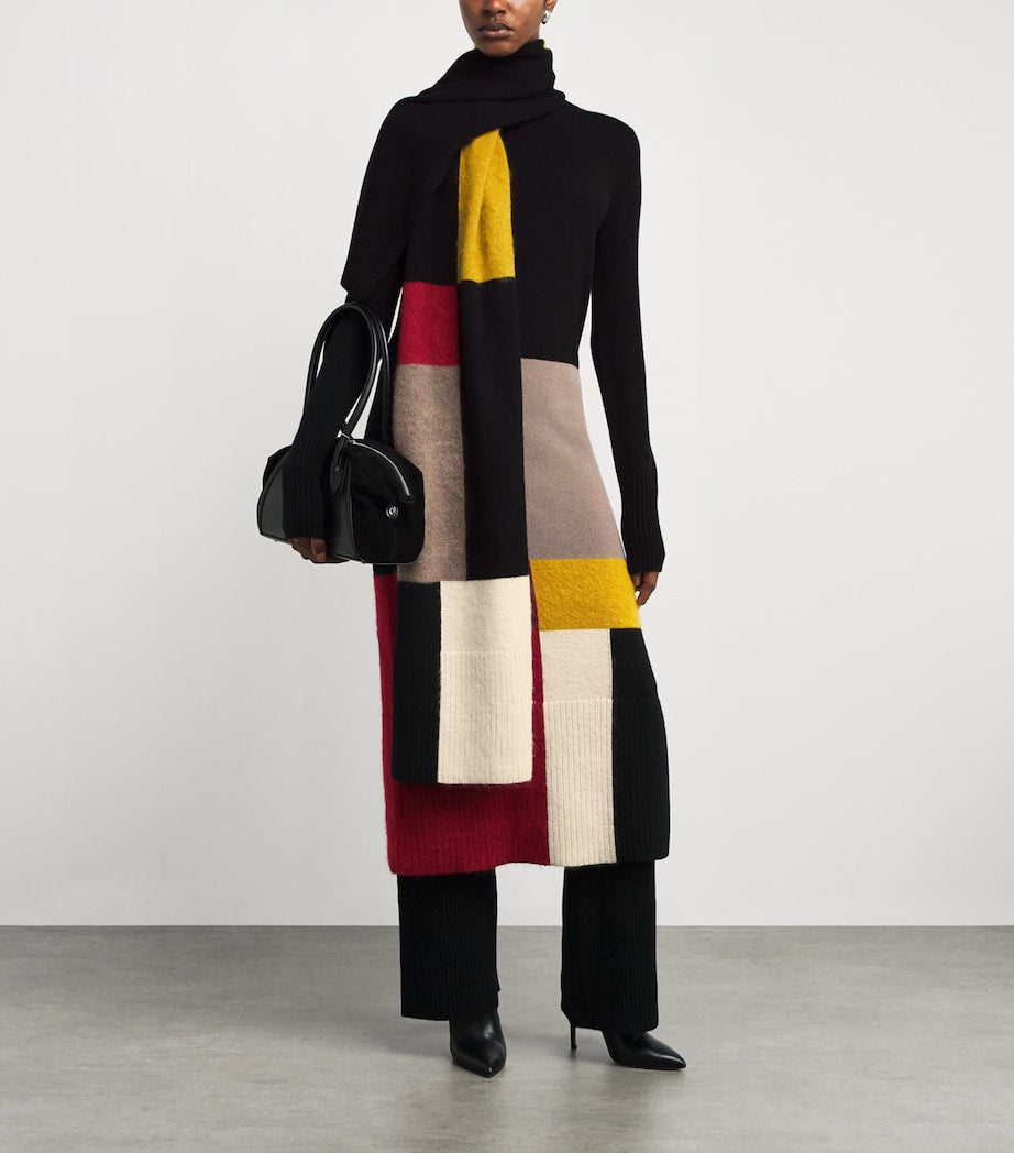 Joseph Merino Wool-Blend Overlay Midi Dress SMOKE COMBO