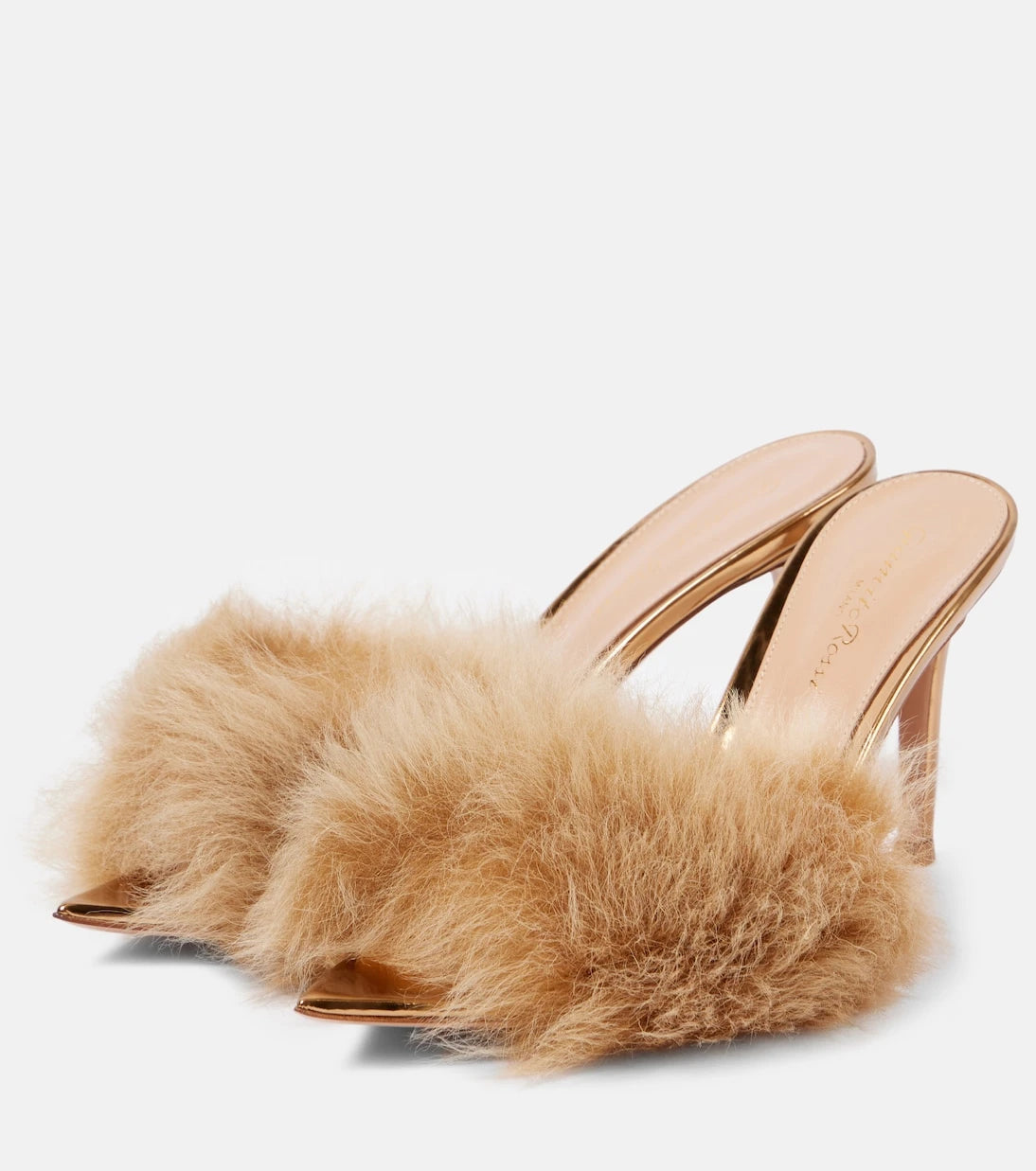 Gianvito Rossi - Pointy shearling-trimmed leather mules