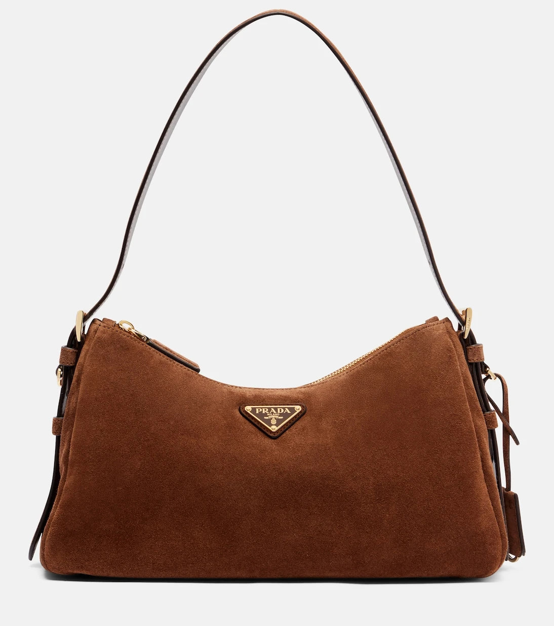 Prada - Prada Aimée Medium suede shoulder bag