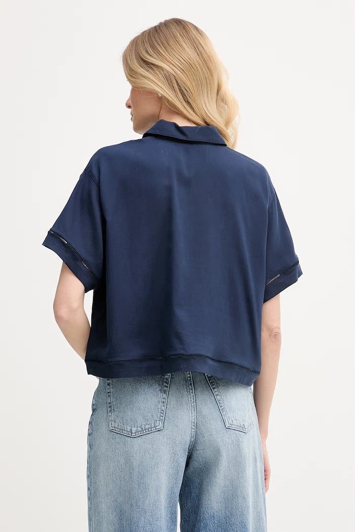 Lacoste тениска с яка дамска с лиосел