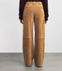 Tory Burch Brown Suede Relaxed Trousers