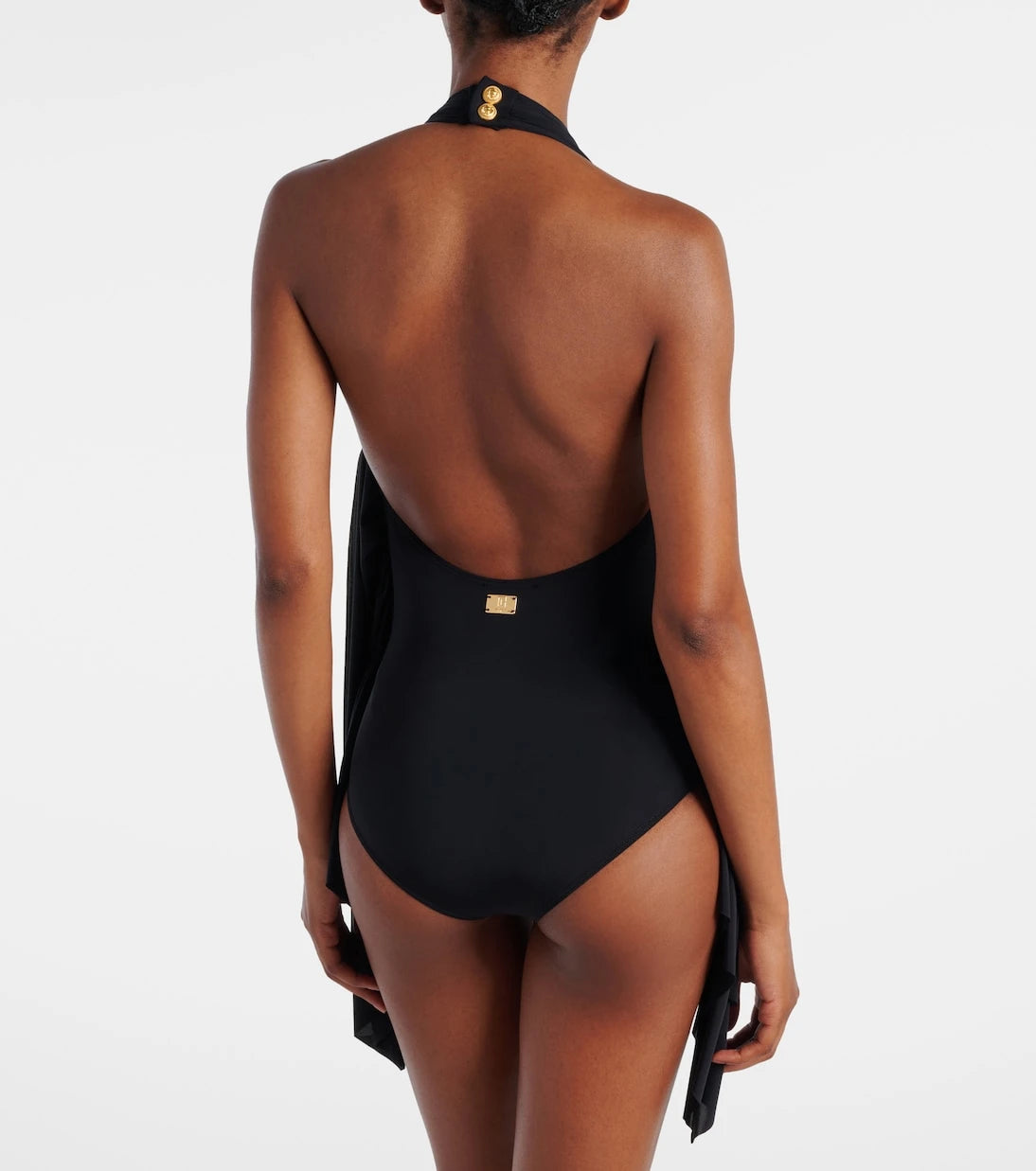 Balmain - Draped halterneck swimsuit