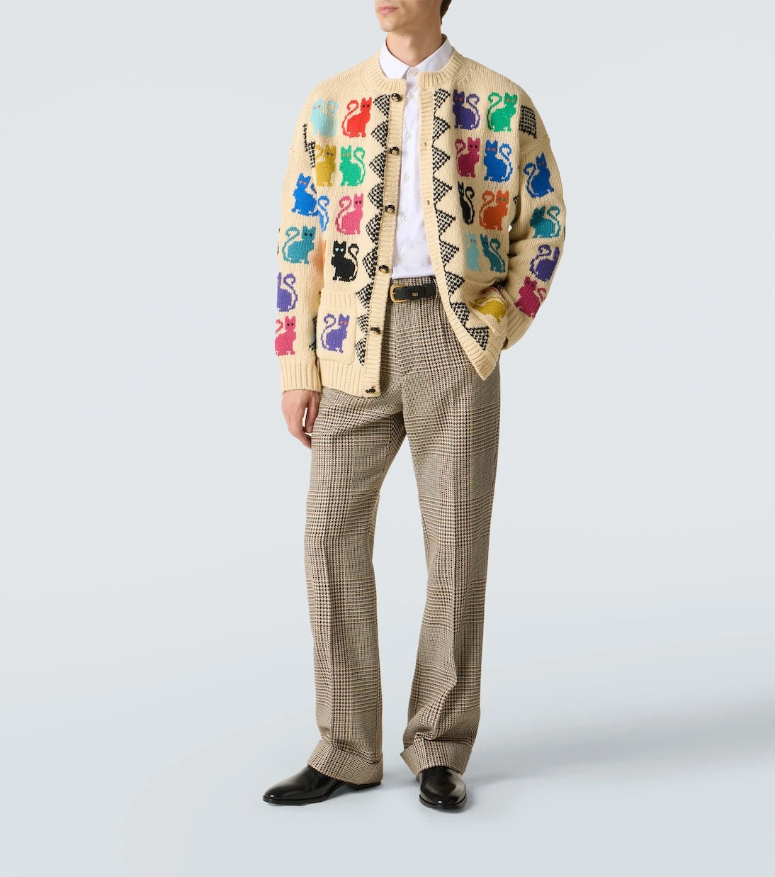 Valentino - Jacquard virgin wool cardigan