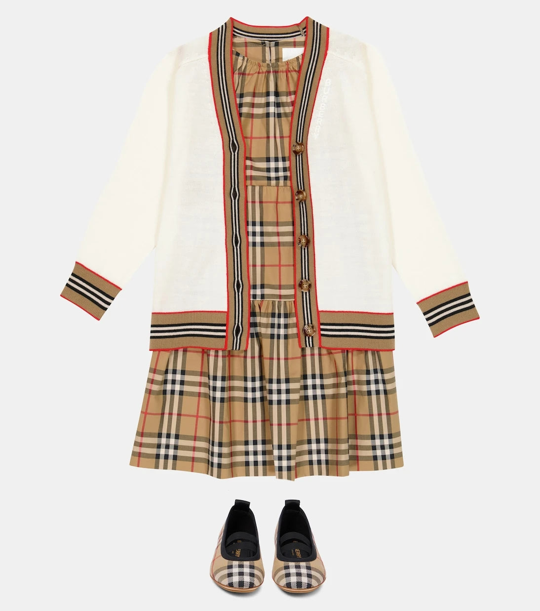Burberry Kids - كارديغان صوف بطبعة الخط الأيقونية