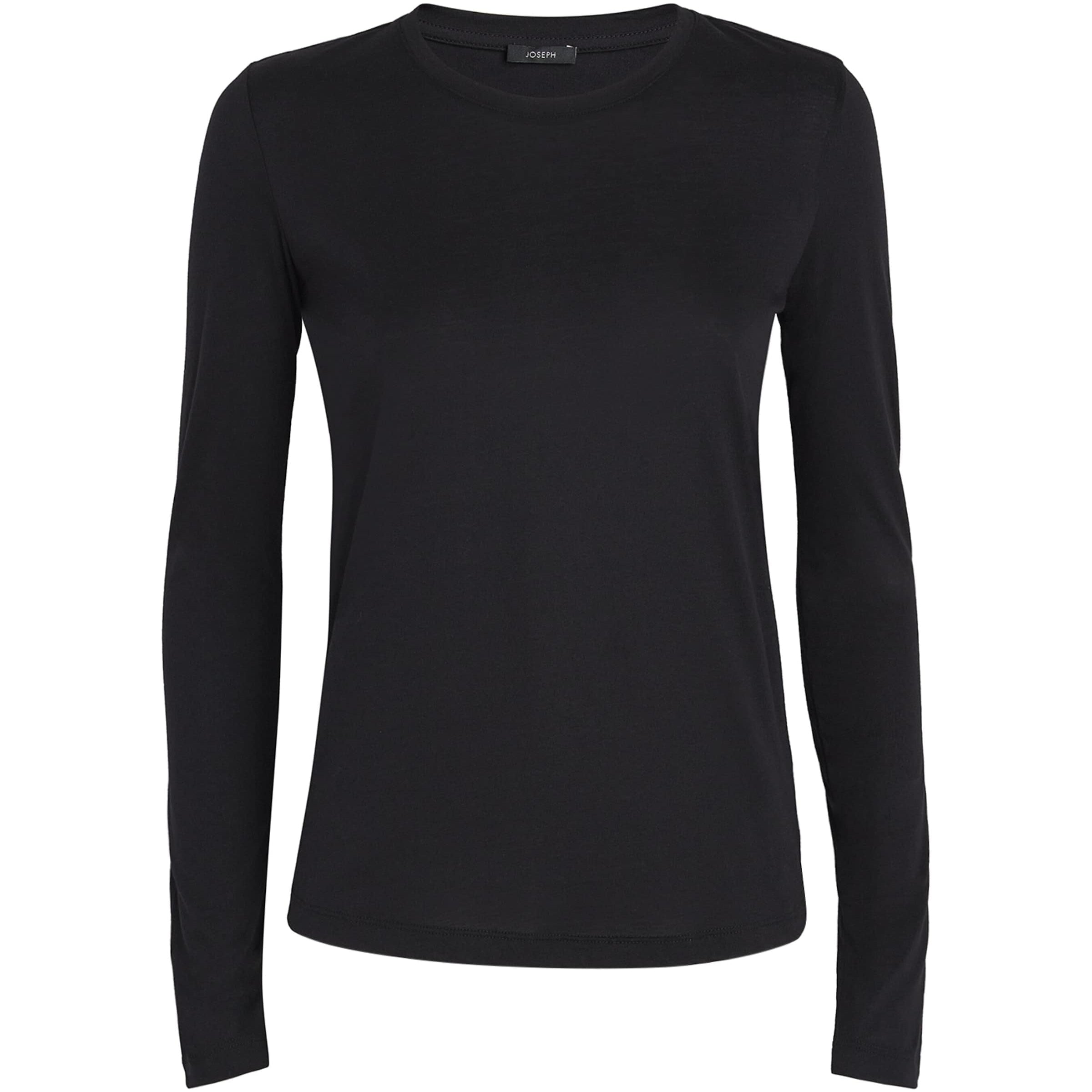 Joseph Black Cotton-Silk Long-Sleeve T-Shirt