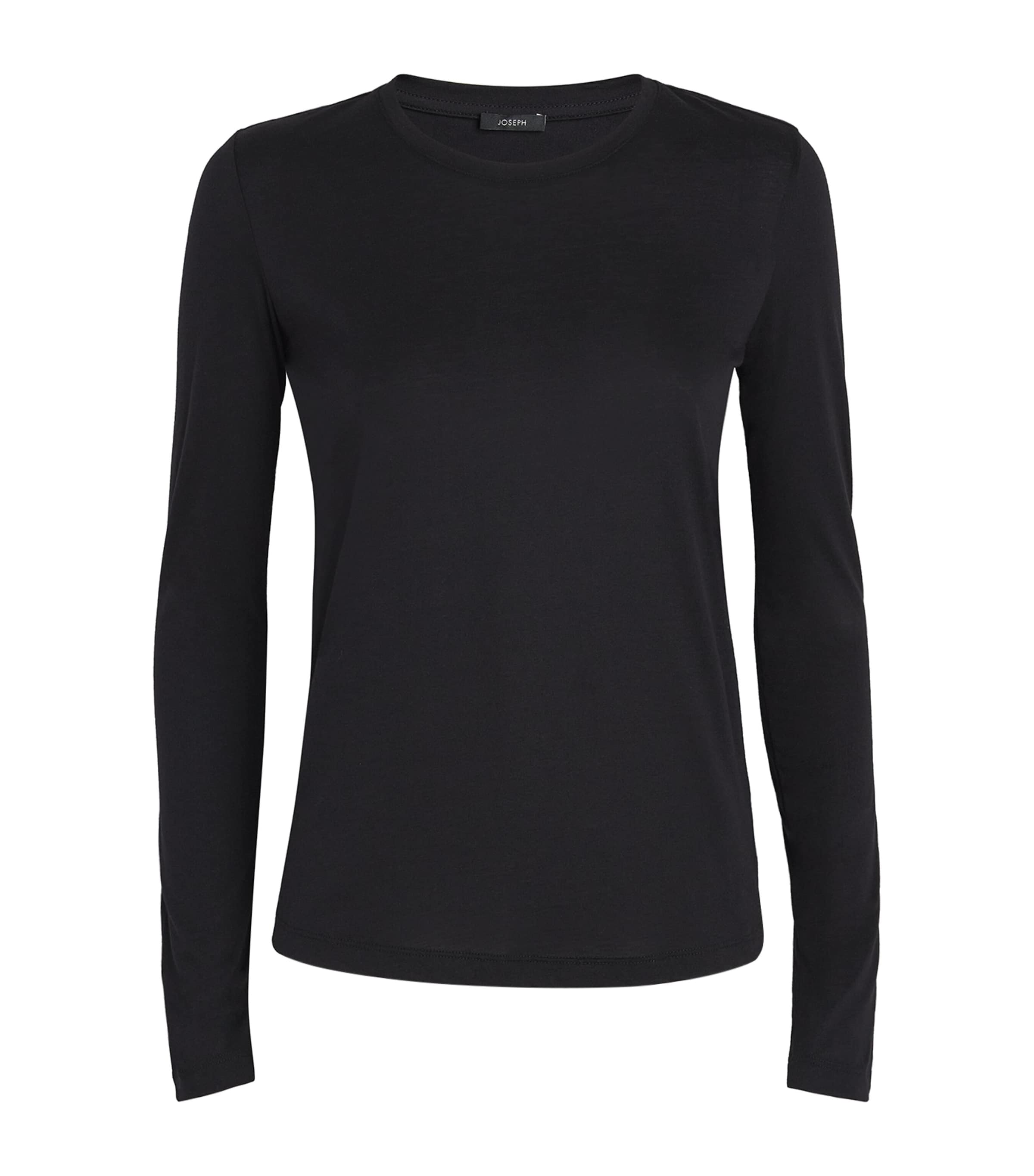 Joseph Black Cotton-Silk Long-Sleeve T-Shirt