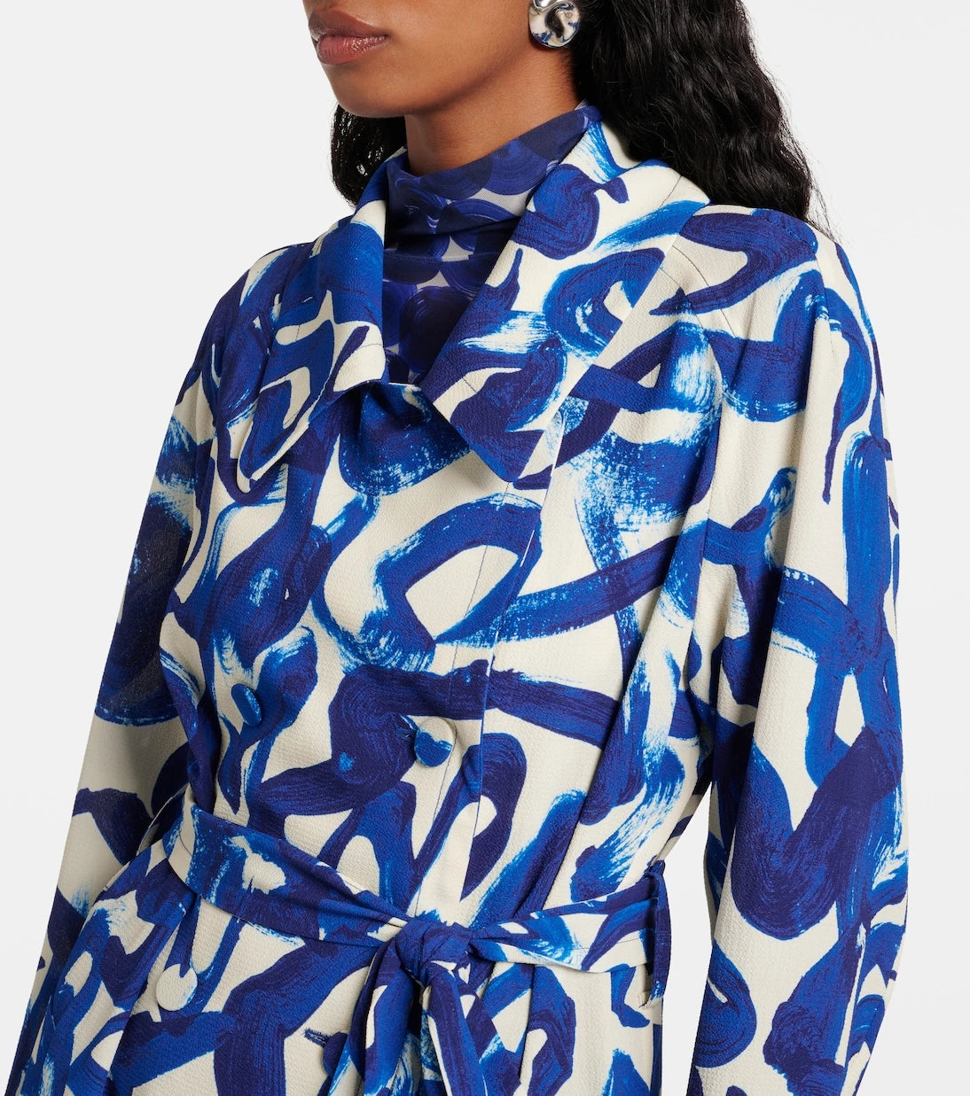 Dries Van Noten - Desenli kruvaze kaban