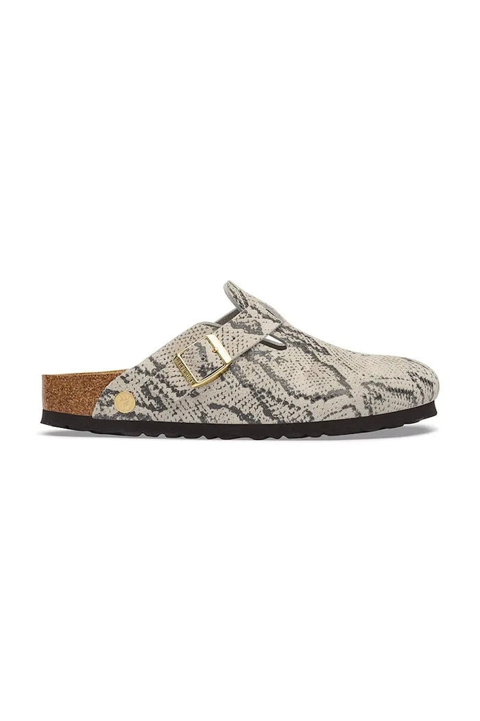 Birkenstock Kadın Süet Terlik Sabot Boston Rivet Logo Suede Leather Snake