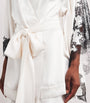 Carine Gilson Beige Silk Lace-Detail Short Robe