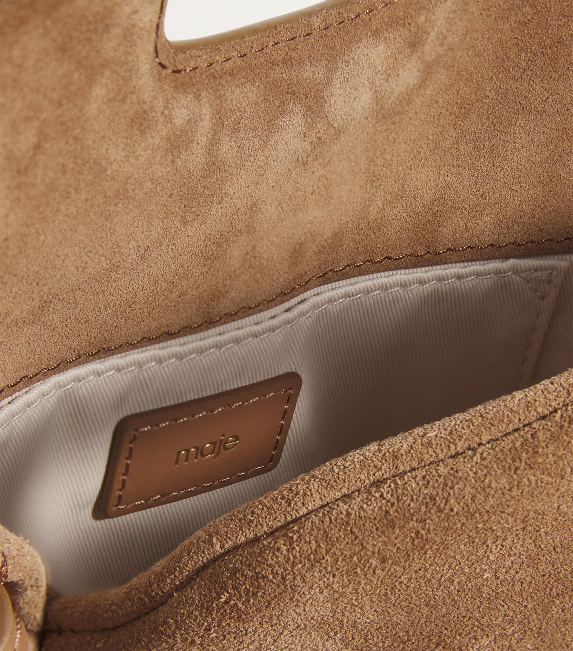 Maje Brown Mini Suede Miss M Shoulder Bag