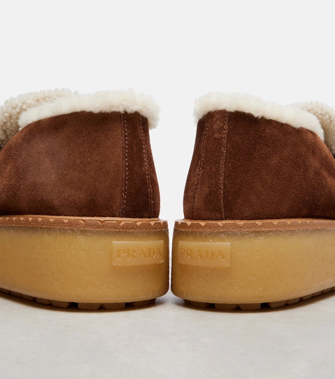 Prada - Shearling-lined suede loafers