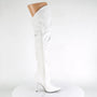 4" Heel White Faux Leather Pointed Boots*