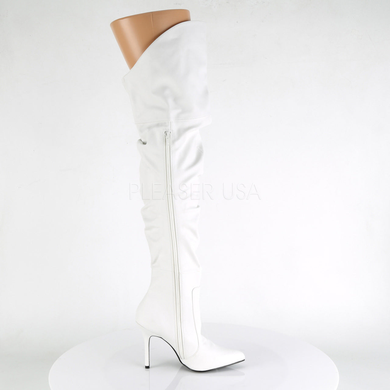 4" Heel White Faux Leather Pointed Boots*