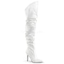 4" Heel White Faux Leather Pointed Boots*