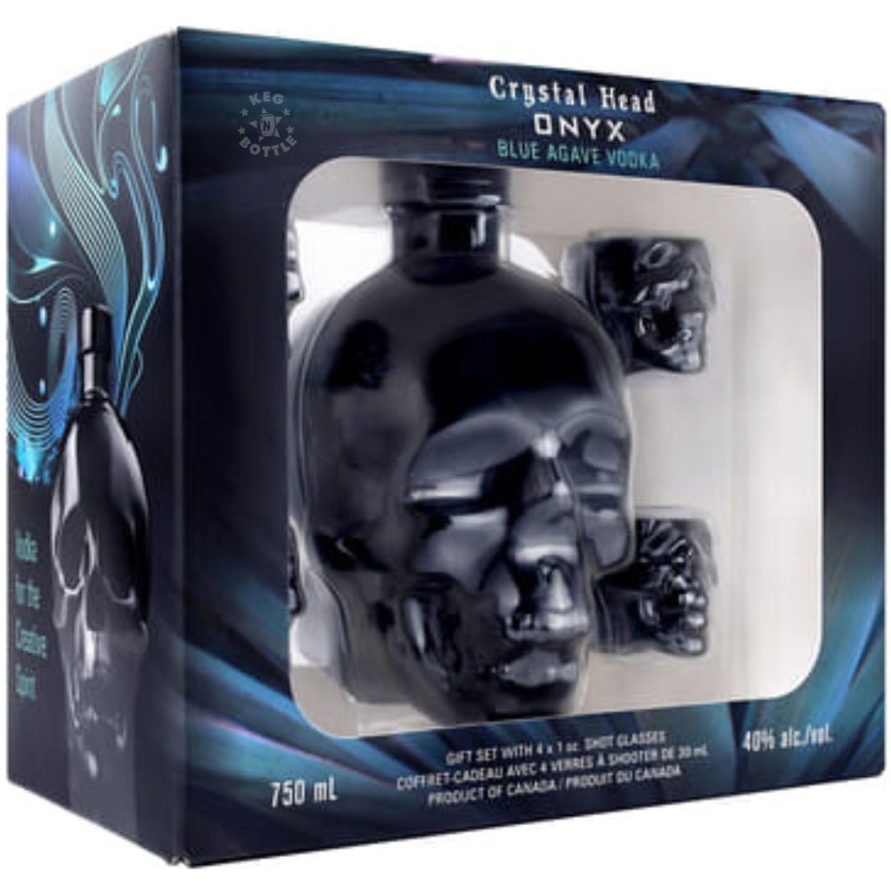 Crystal Head Onyx Vodka Gift Set with 4 Shot Glasses (750 ml)