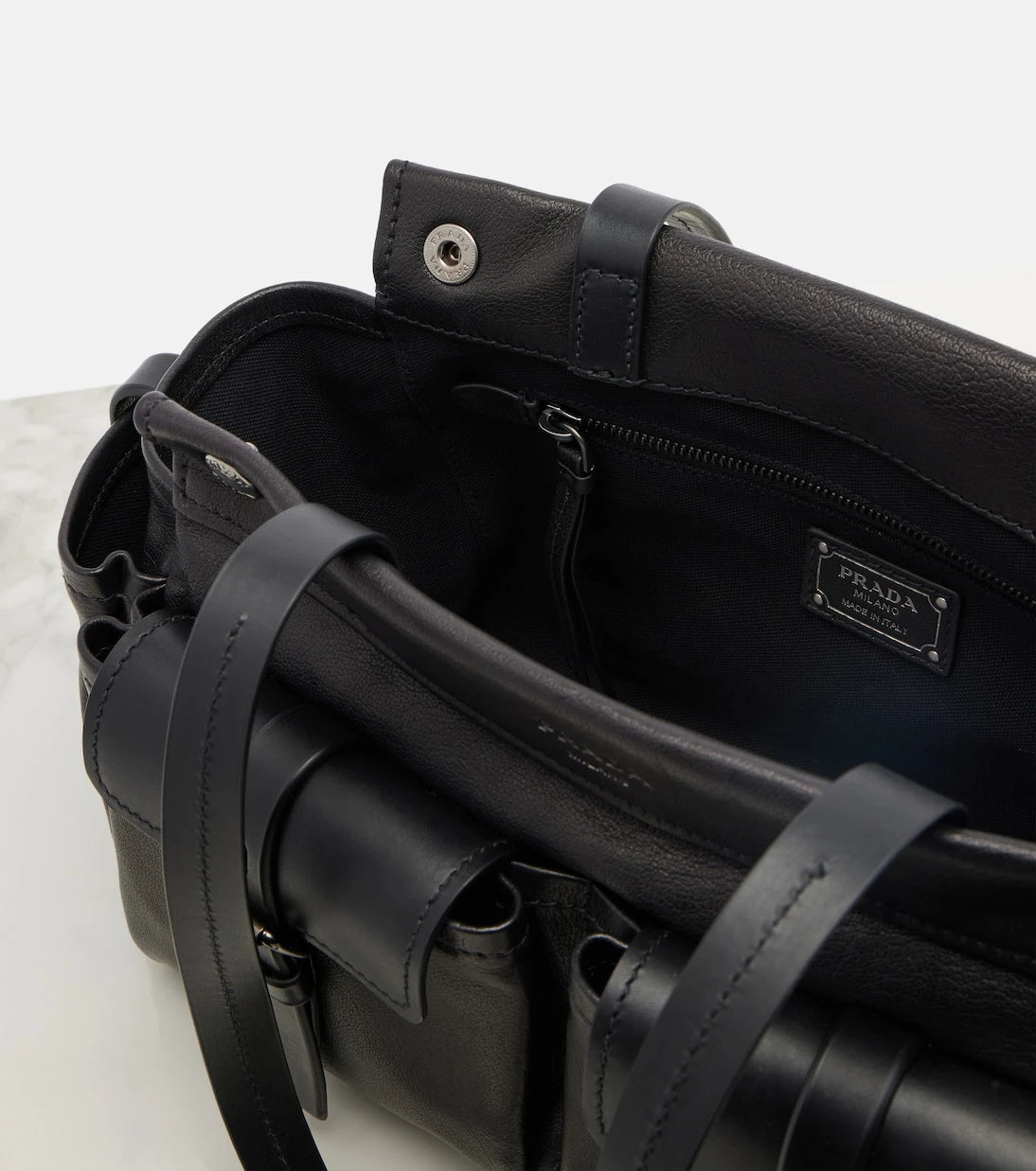 Prada - Prada Route leather tote bag
