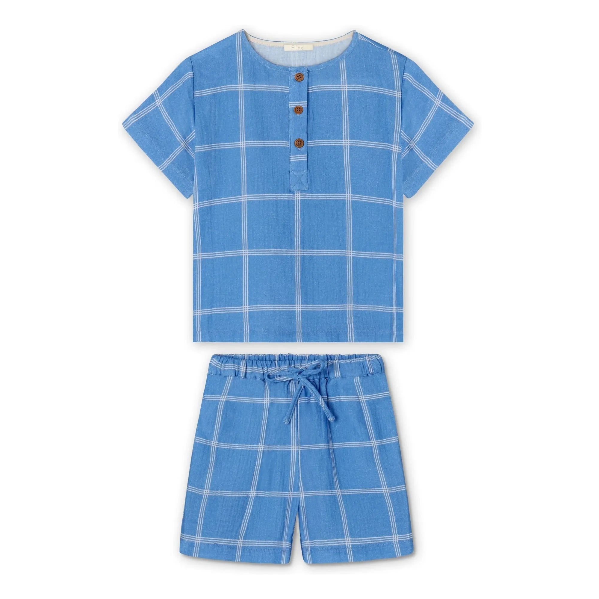 Fliink - Cha Cha plaid shorts and T-shirt set | Blue