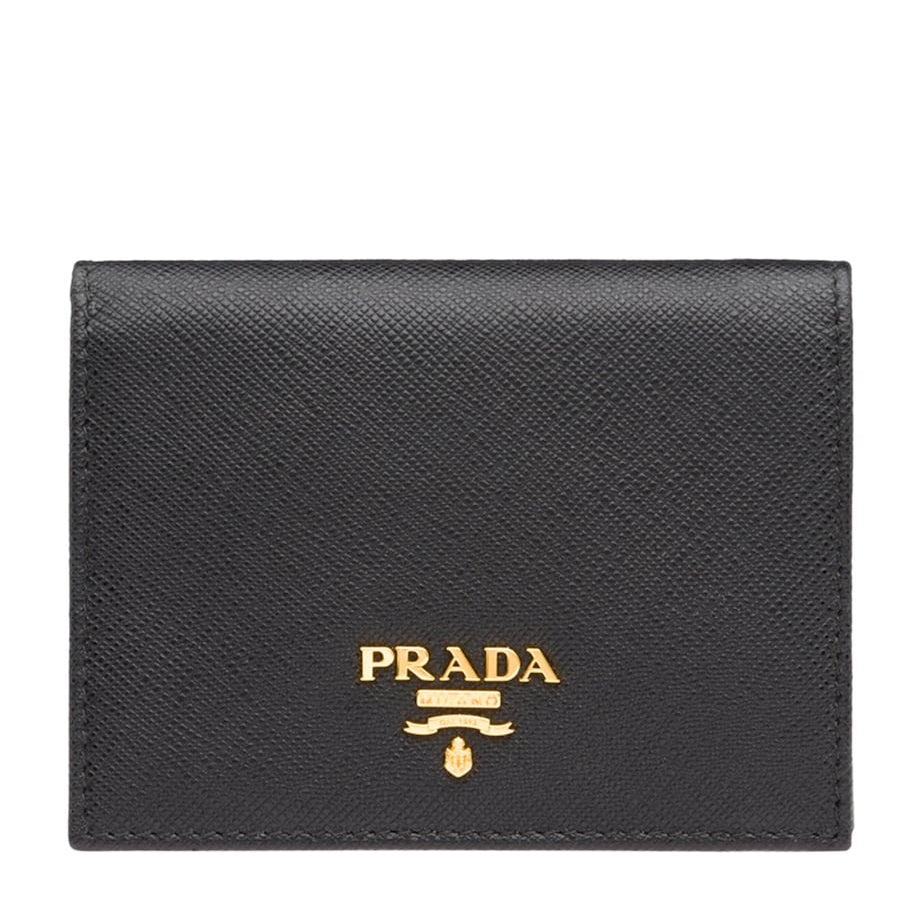 Prada Black Small Saffiano Leather Bifold Wallet