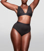 Skims Black Cotton-Blend Plunge Bralette