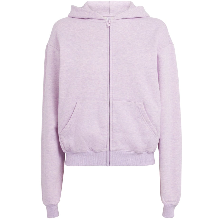 Purple Cotton-Blend Fleece Zip-Up Hoodie