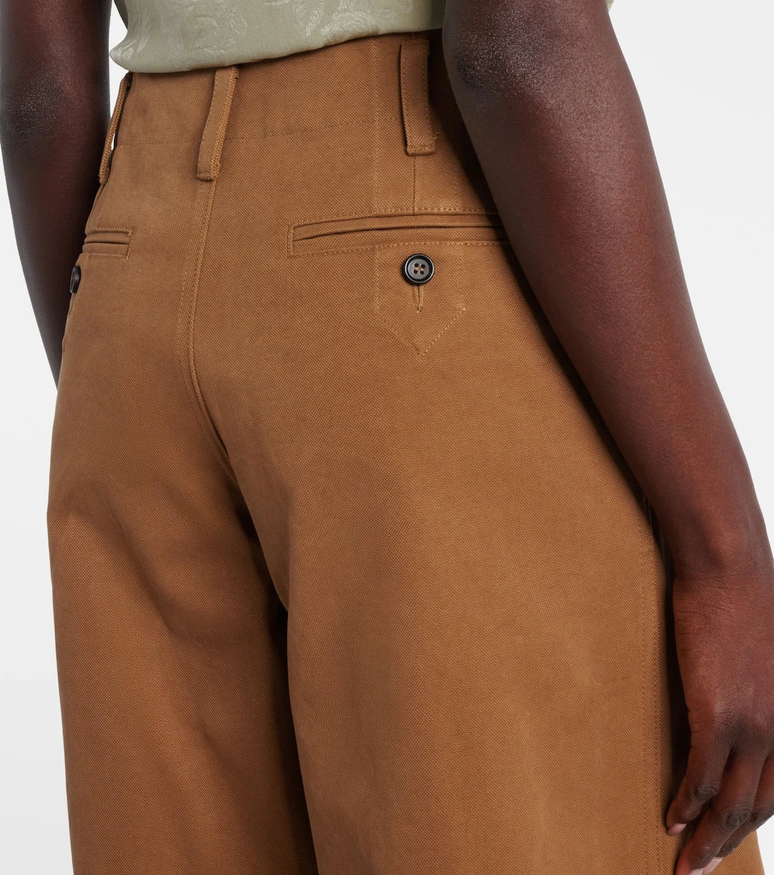 Chloé - High-rise cotton canvas wide-leg pants