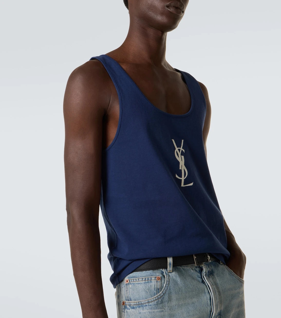 Saint Laurent - Cassandre embroidered cotton tank top