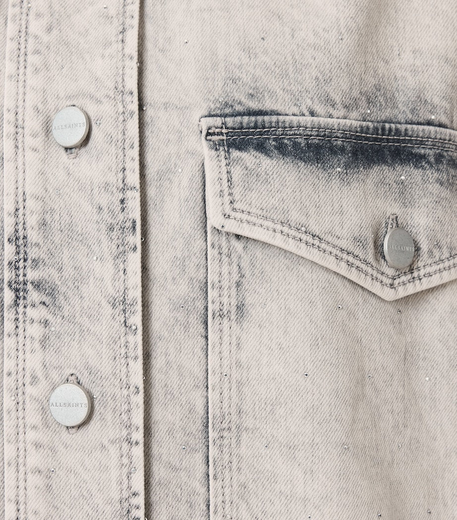 AllSaints Grey Organic Denim Faye Mini Shirt Dress