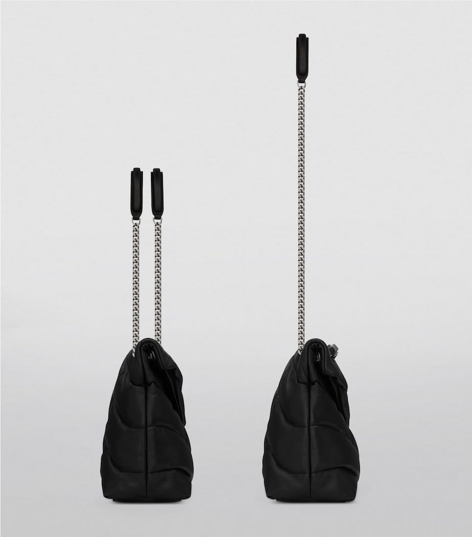 Saint Laurent Black Medium Loulou Puffer Matelassé Shoulder Bag