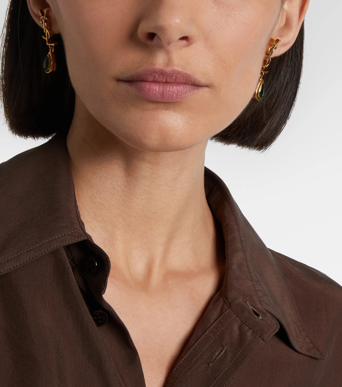 Saint Laurent - Cassandre embellished drop earrings