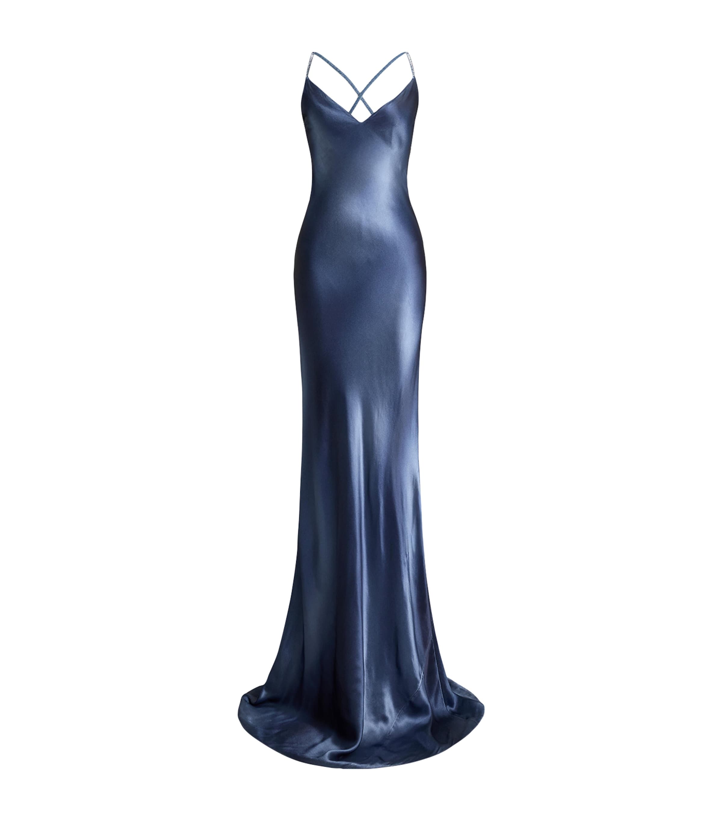 Ralph Lauren Collection Blue Satin Maxi Dress