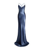 Blue Satin Maxi Dress
