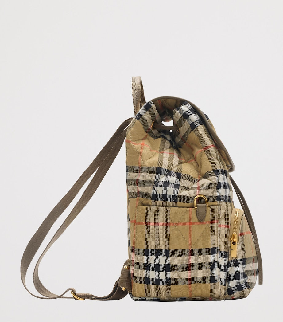 Burberry Beige Check Horseshoe Backpack