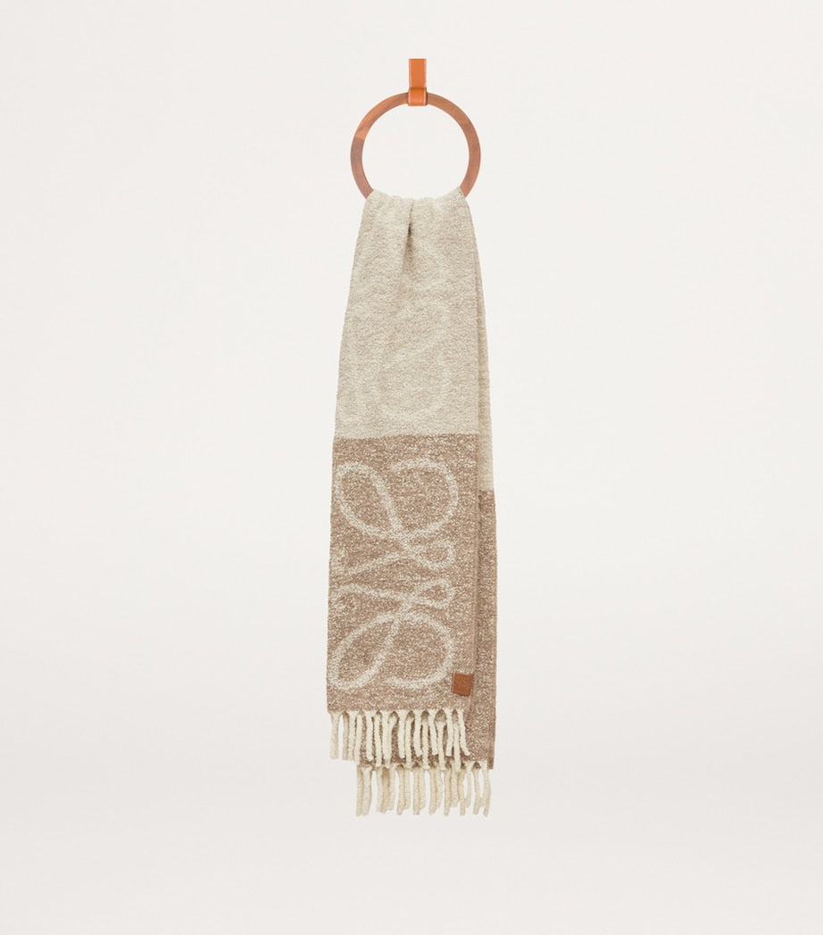 LOEWE Beige Alpaca-Blend Anagram Scarf