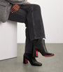 Christian Louboutin Black Turela Leather Ankle Boots 85