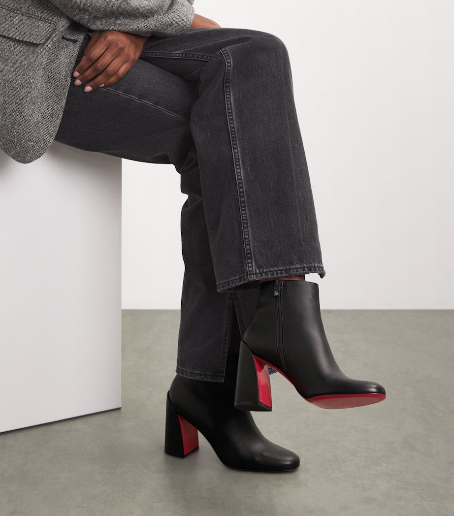 Christian Louboutin Black Turela Leather Ankle Boots 85