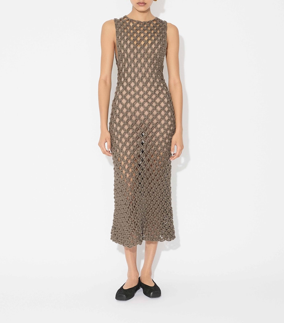 Alaïa Grey Cotton-Blend Midi Dress