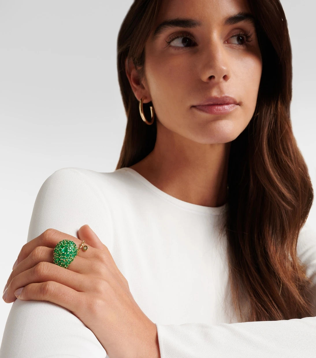 Octavia Elizabeth - Earth Dome 18kt gold ring with emeralds