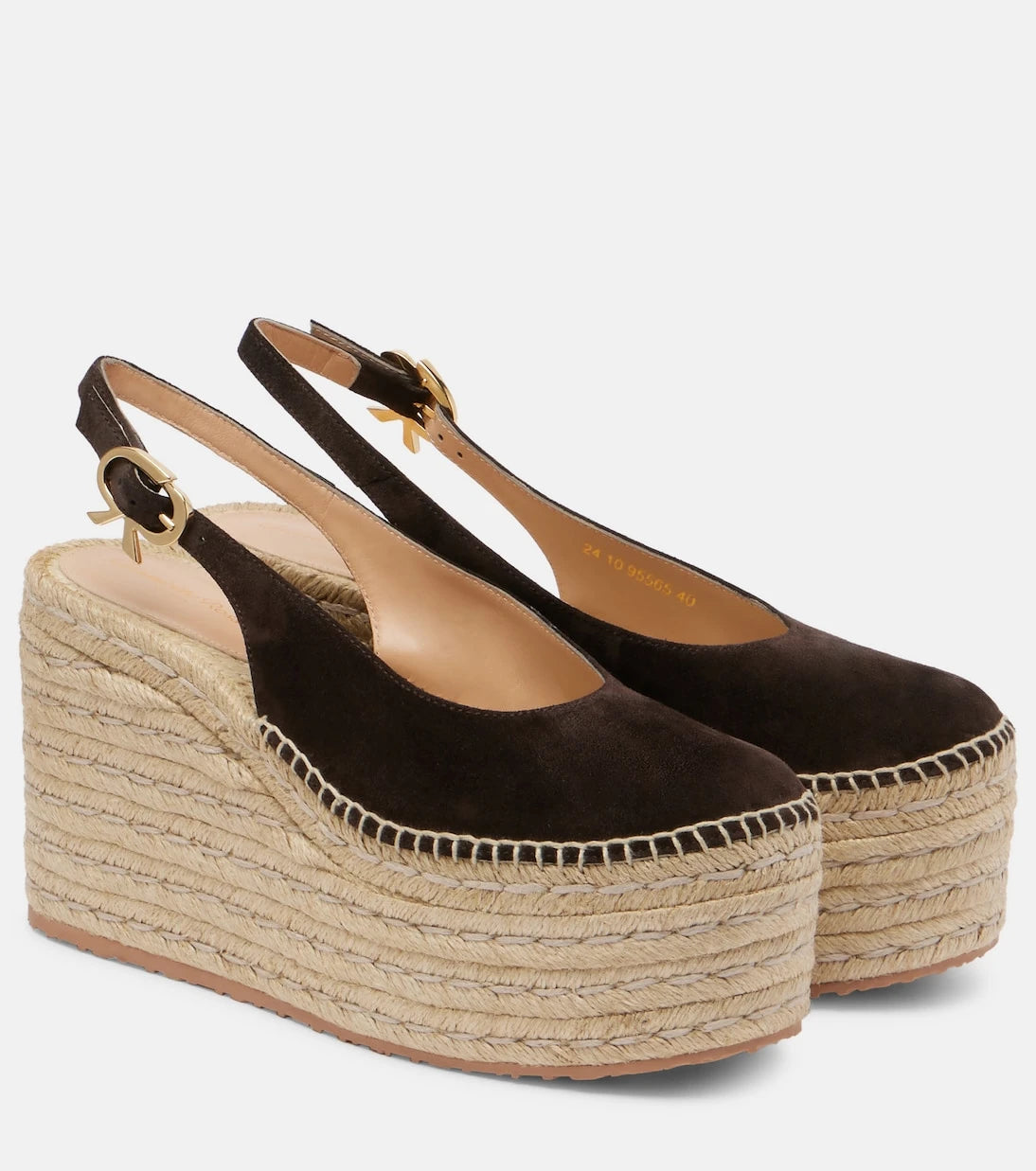 Gianvito Rossi - Suede slingback espadrille wedges