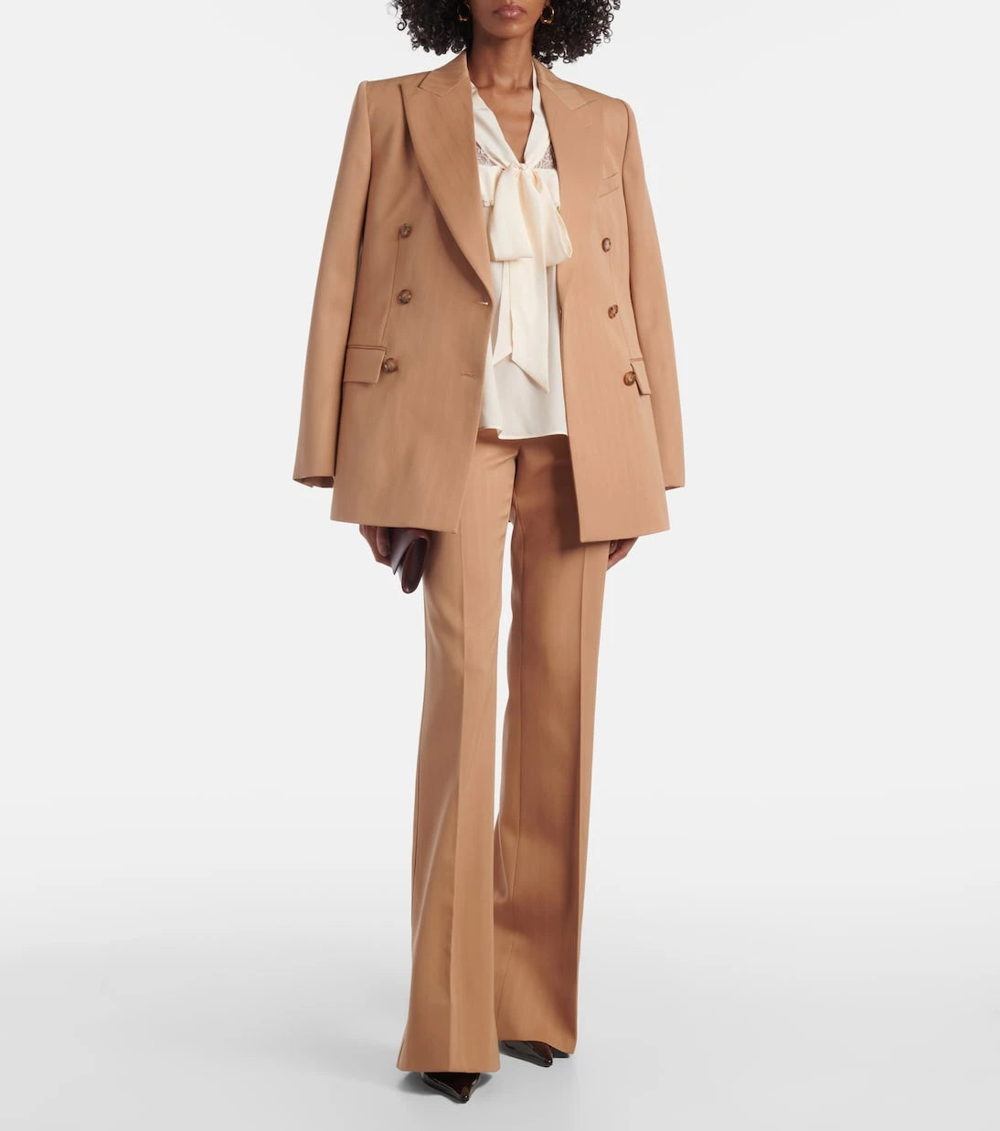 Stella McCartney - Bow-detail lace-trimmed silk blouse
